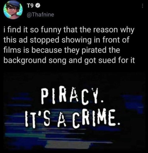 I find it so funny that the reason why this ad stopped showing in front of films is because they pirated the background song and got sued for it